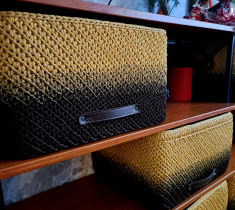 Корзины из шнура 5мм с сердечником Градиент Коричневый- Горчица. Мастер Корнишина Светлана г.Санкт-Петербург