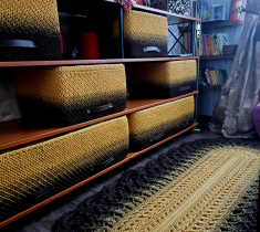 Корзины из шнура 5мм с сердечником Градиент Коричневый- Горчица. Мастер Корнишина Светлана г.Санкт-Петербург